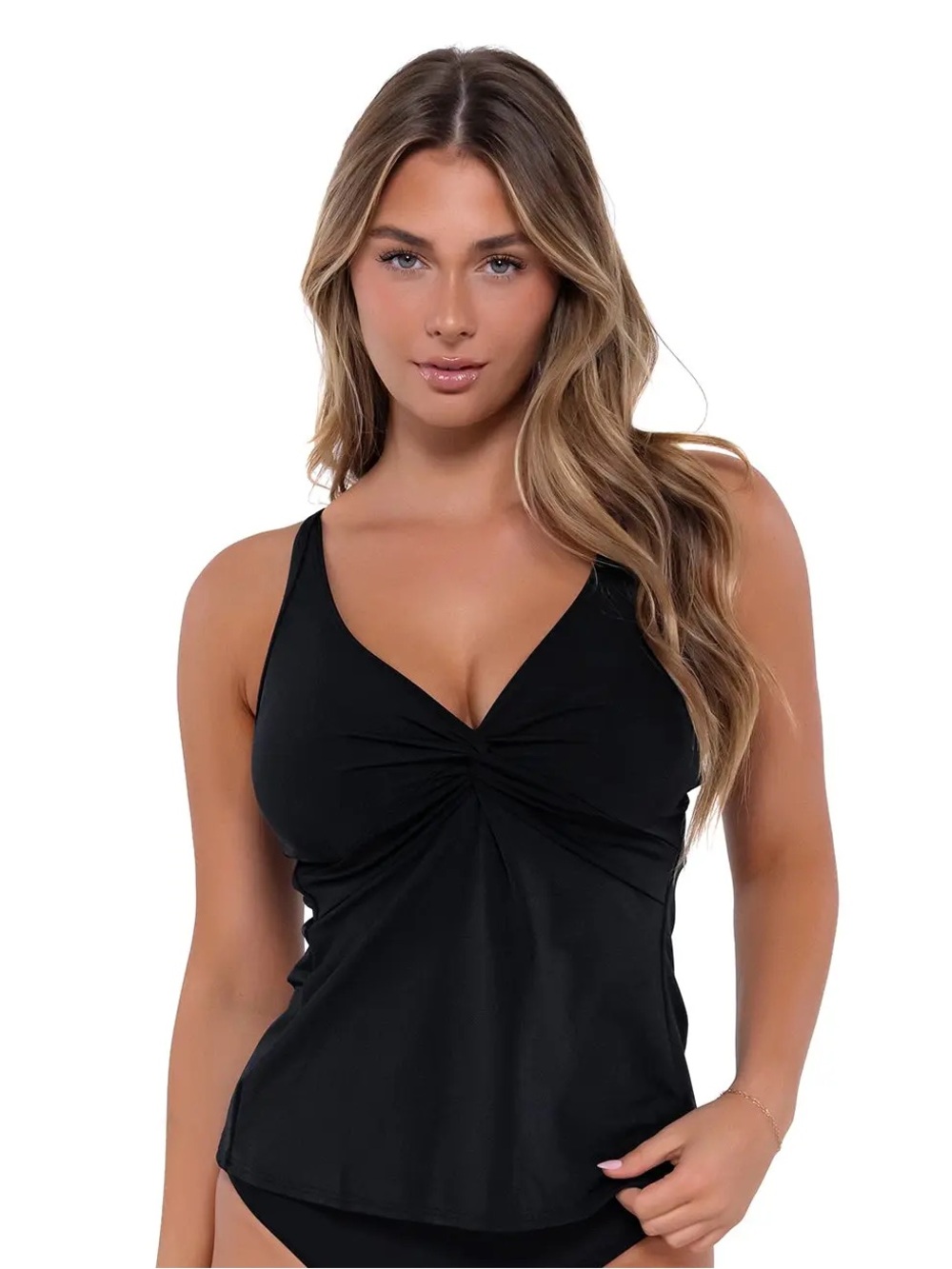 Sunsets Forever Tankini Swimsuit Top in Black | Size 36DD